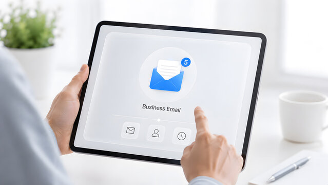 Business email concept on tablet with unread message notification