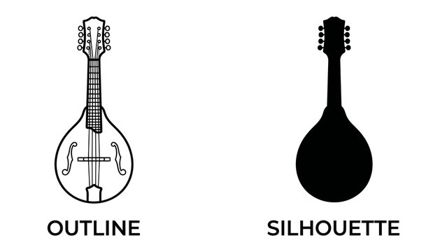 Mandolin Outline and Silhouette