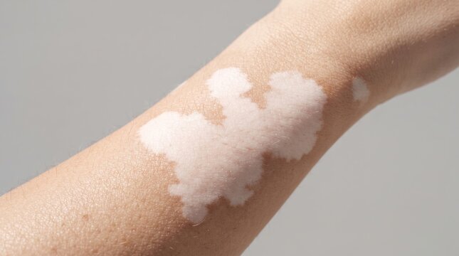 Close Up of Arm Skin with Vitiligo Depigmentation and White Patches