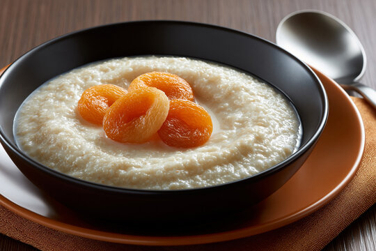 Cereal bowl topped with dried apricots