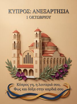 Cyprus Independence Day October 1 Poster in 3D Paper Cut Art Style
