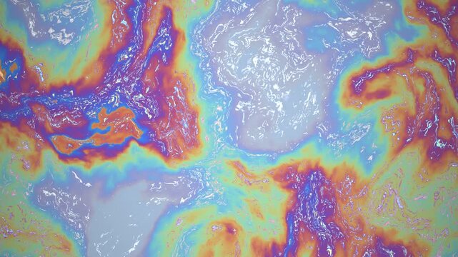 Vibrant abstract iridescent fluid texture background with colorful holographic oil slick wave patterns and metallic liquid ripples