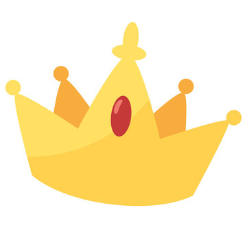 Golden crown with red gem princess tiara royal vector illustration