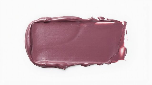Dark mauve creamy cosmetic makeup swatch on white background with cosmetic skincare moisturizer background