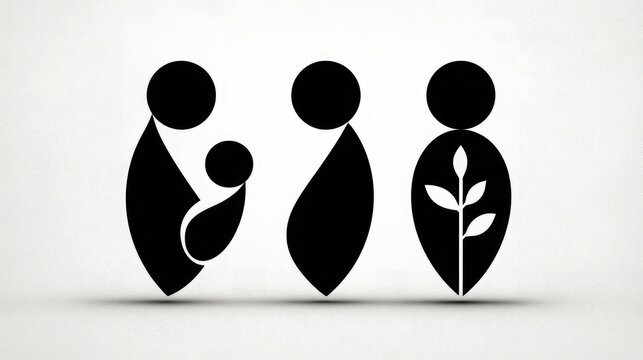 Minimalist black icons representing family growth and pregnancy stages