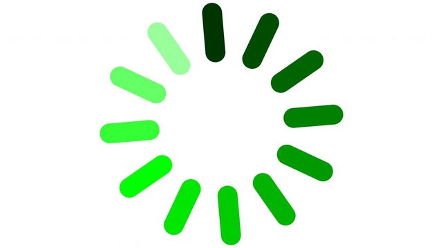 Green loading icon circle. Digital progress spinner for web interface and app loading.