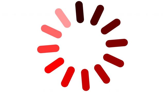 Red loading icon spinning in circle. Digital progress bar buffer symbol for web interface.