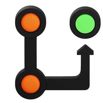 3D Git Branch Icon for Software Development and Version Control