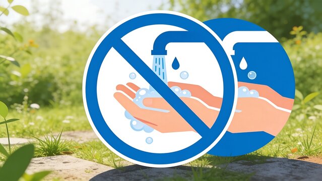Generative AI illustrating the importance of hand hygiene and water conservation