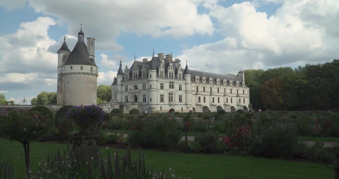 Chenonceau Castle, a famous moated castle in the Loire Valley in France.