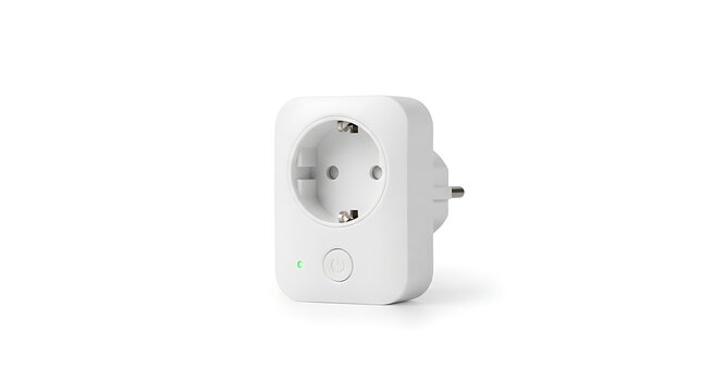 White smart plug on transparent background