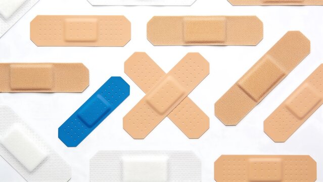 Generative AI showcases a diverse array of medical adhesive bandages and plasters