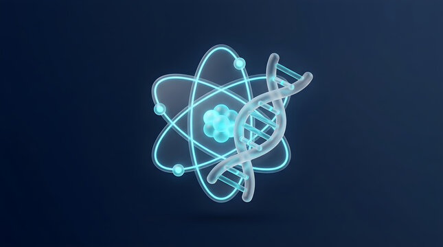 Futuristic DNA and atom icon