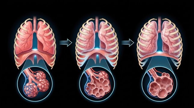 Human respiratory system and diaphragm movement during breathing process