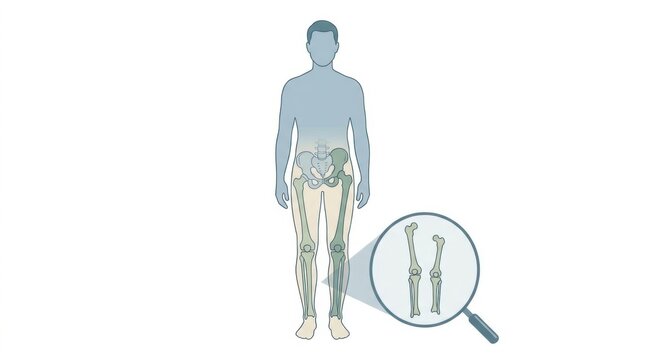 Human skeletal system illustration highlighting leg bones and pelvis