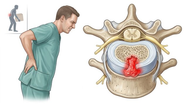 Man experiencing back pain from a herniated disc injury
