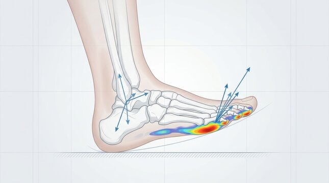 Foot pressure distribution and skeletal anatomy with force vectors