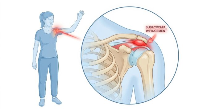 Woman experiencing subacromial impingement pain in her shoulder joint