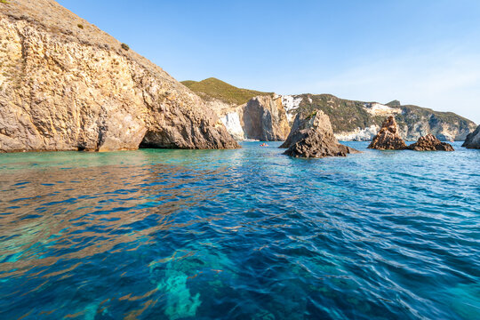 Cliffs of Ponza island in Italy.