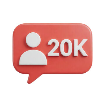 Red Notification Bubble 20k Followers Transparent Background