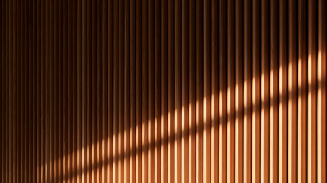 Sunlight and Shadow on Ribbed Wooden Wall Texture
