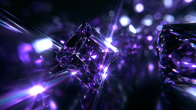 Brilliant Purple Gemstone Crystal Shining with Light Flares
