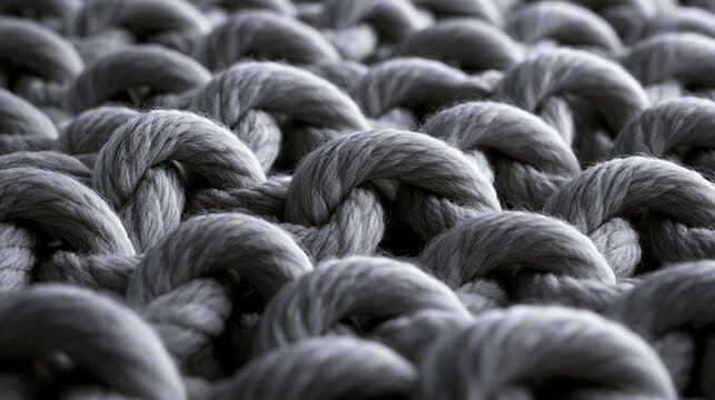 Close Up of Thick Grey Woven Knitted Fabric Pattern