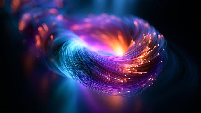Glowing Fiber Optic Cable Loop Illustrating High Speed Data Transfer