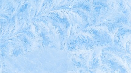 Fototapeta premium Pale Blue Frost Texture with Feathered Ice Crystals