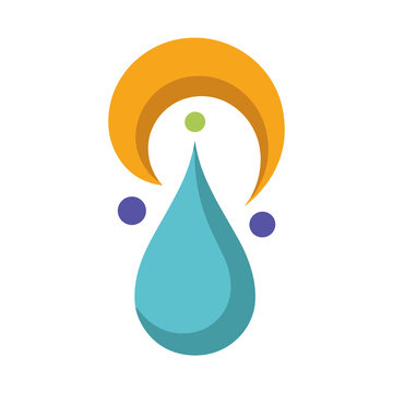 Abstract logo with water drop and crescent shape