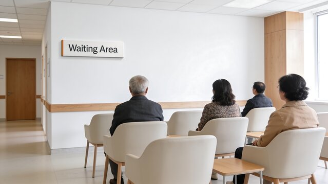 Generative AI depicts a diverse waiting area with patients seated