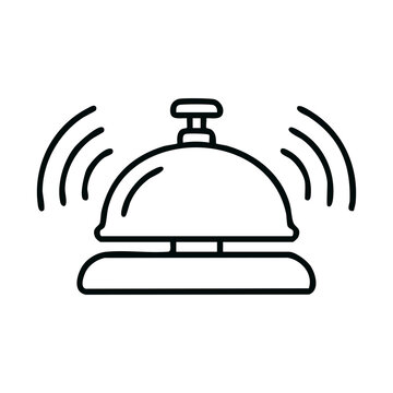 Hotel Service Bell Line Art - Desk Call Bell Icon for Guest Reception Apps and Hospitality Service Media