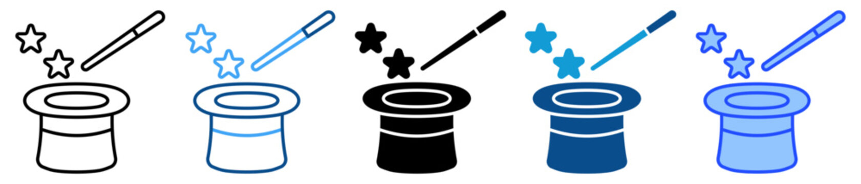 Magic Hat icon set multiple style