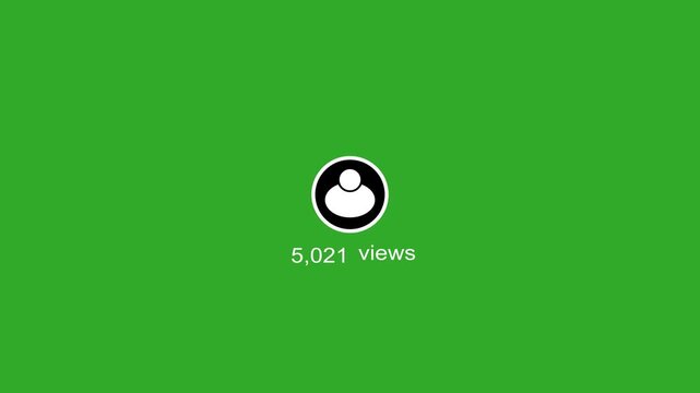 Minimalist social media follower count display with white user icon looped motion graphic animation on green background. Concept of social media 10K followers counting notification.