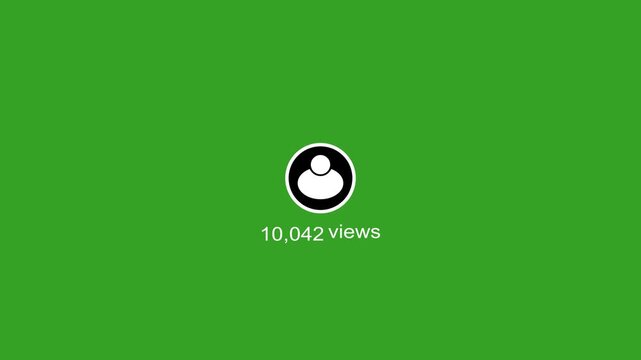 Minimalist social media follower count display with white user icon looped motion graphic animation on green background. Concept of social media 20K followers counting notification.