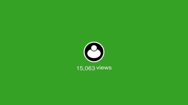 Minimalist social media follower count display with white user icon looped motion graphic animation on green background. Concept of social media 30K followers counting notification.