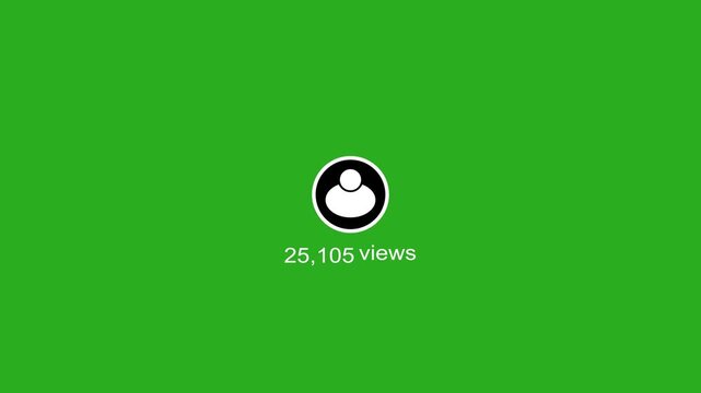 Minimalist social media follower count display with white user icon looped motion graphic animation on green background. Concept of social media 50K followers counting notification.