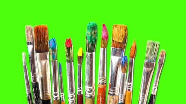 Collection of paintbrushes with colorful bristles