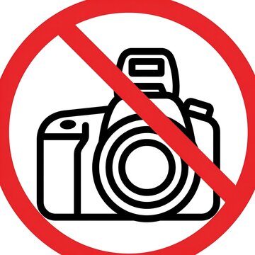 Generative AI symbol warns against camera usage with a no photography sign