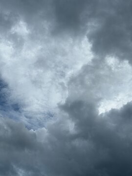 The dark and grey clouds sky in the cloudy day before rainstorm