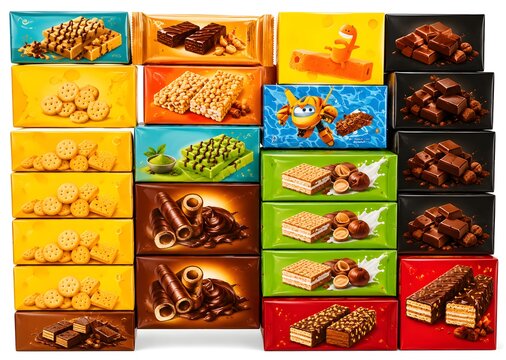  snack box packaging design templates chocolate, wafer, biscuit