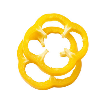 Two Sliced Yellow Bell Pepper Rings Isolated Transparent Background