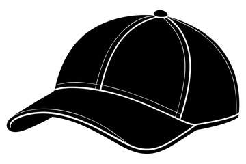 Fototapeta premium Baseball cap vector illustration, Baseball cap black icon silhouette vector, Baseball hat icon