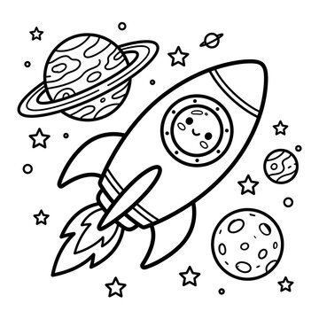 Coloring Space rocket Astronaut
