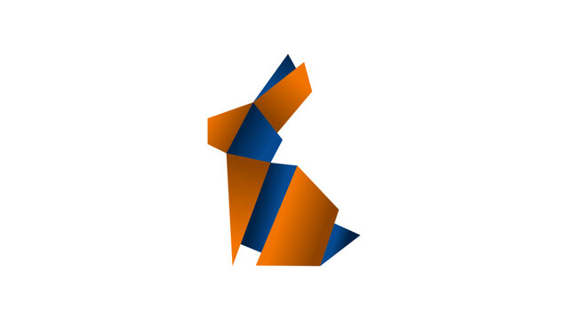 Elegant, minimalist origami-style rabbit vector illustration