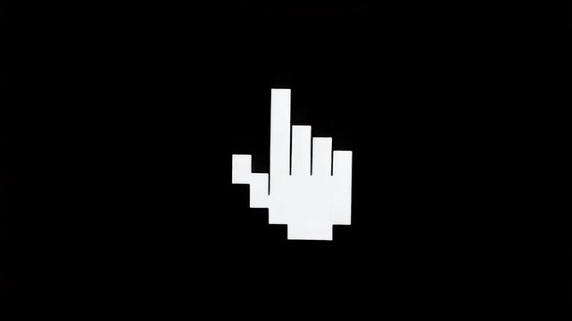 Pixel cursor blinking idle, isolated black background 