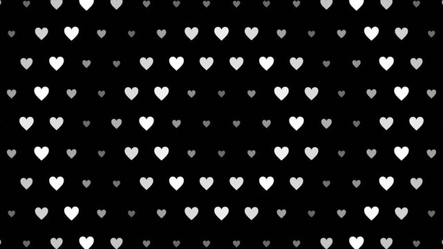 Monochrome Heart Pattern on Black Background