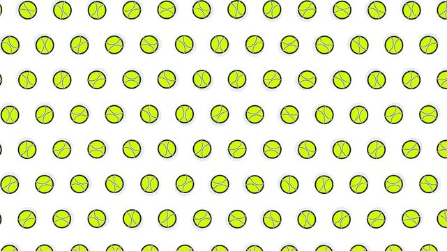 A graphic pattern of stylized tennis balls on a white background.