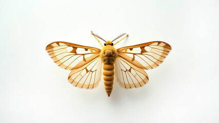 Obraz premium Clothes Moth Macro Close-Up with Clean White Background