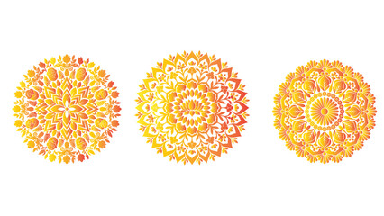 Fototapeta premium Colorful Mandala Style Floral Patterns with Transparent Background Design Elements